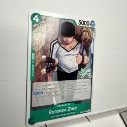 Roronoa Zoro EB02-019 R, GREEN 3 SWORD LOGO 33, one piece card, Midori Matsuda - Image 2