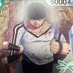 Roronoa Zoro EB02-019 R, GREEN 3 SWORD LOGO 33, one piece card, Midori Matsuda - Image 3