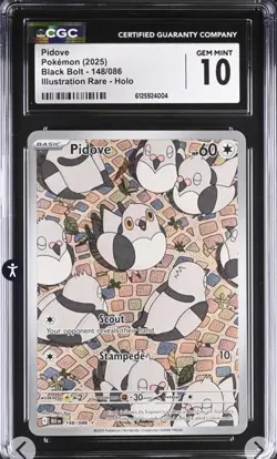 Pokemon TCG Pidove 148/086 IR Black Bolt CGC 10 Gem Mint 🔥LOW POP - Image 1