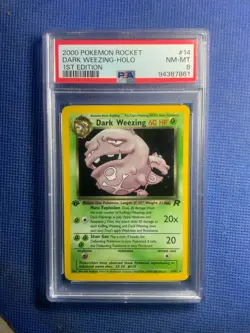 2000 Pokemon - 1st Edition Dark Weezing Holo Rare Team Rocket 14/82 - PSA 8 - Image 1
