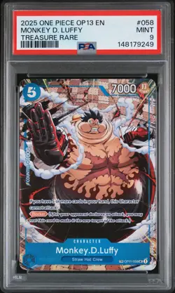2025 One Piece English Monkey D Luffy OP13-058 Treasure Rare PSA 9 MINT - Image 1