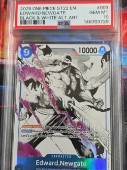 2025 One Piece ST22 EN Edward Newgate #003 Black & White Alt Art PSA 10 - Image 2