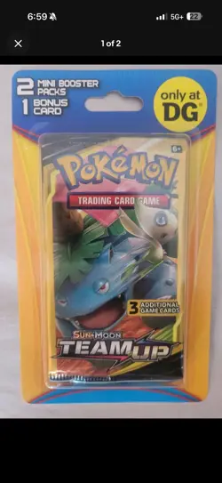 POKEMON-TEAM UP-DOLLAR GENERAL-2 MINI BOOSTER PACKS-1 BONUS CARD-VENUSAUR/CELEBI - Image 1