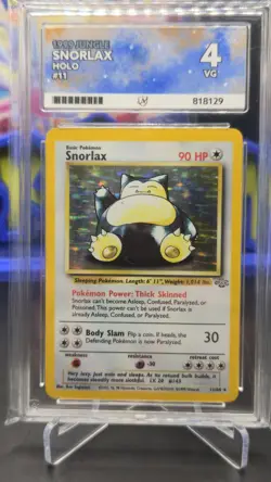 Pokemon Card TCG Snorlax 11/64 Jungle Holo RARE Graded ACE 4 - Image 1
