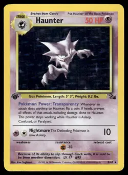 Pokemon Cards Haunter 6/62 1st Edition Holo Fossil Holo Rare - Image 1