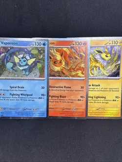 Flareon Vaporeon Jolteon Black Star Promo Pokemon 167 168 169 Swirl Cosmos Holo - Image 1