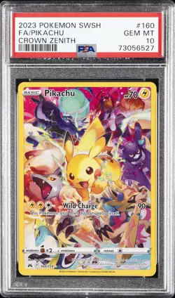 2023 POKEMON SWORD & SHIELD CROWN ZENITH #160 FULL ART/PIKACHU PSA 10 - Image 1