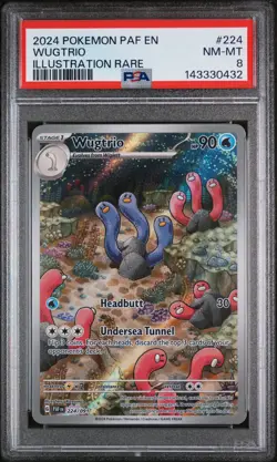 2024 Pokemon Paf EN-Paldean Fates Wugtrio Illustration Rare PSA 8 #224 - Image 1