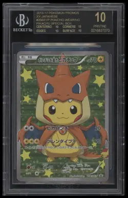 2013 Pokemon Poncho Pikachu Mega Charizard 208/XY-P BGS 10 Pristine Black Label - Image 1
