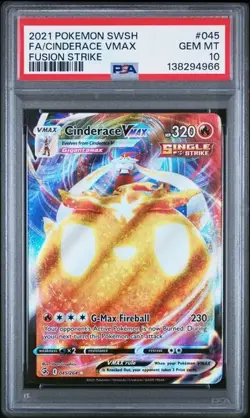 2021 POKEMON SWORD & SHIELD FUSION STRIKE #045 FULL ART/CINDERACE VMAX PSA 10 - Image 2