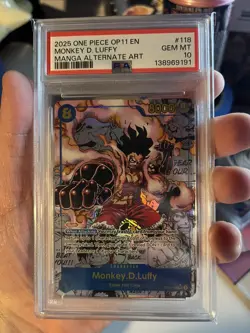 2025 ONE PIECE MANGA ALTERNATE ART OP11-118 MONKEY D. LUFFY PSA 10 - Image 1