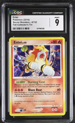 CGC 9 MINT Entei 2010 Secret Wonders 4/132 Cracked Ice Holo Pokemon Card - Image 1