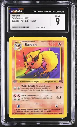 CGC 9 MINT Flareon 1999 Jungle 1st Edition 19/64 Pokemon Card - Image 1