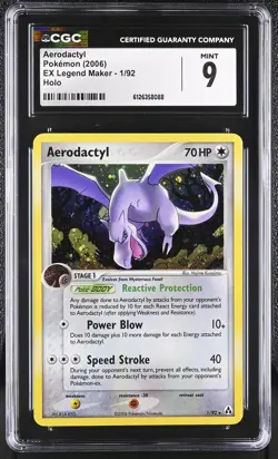 CGC 9 MINT Aerodactyl 2006 EX Legend Maker 1/92 Holo Pokemon Card - Image 1