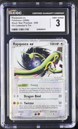 Pokemon Card CGC 3 Rayquaza ex Black Star Promo Tin 039 - Image 1