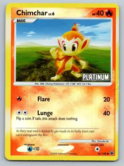 Chimchar 56/100 Reverse Holo Vintage Platinum Stamped Pokemon Card - Image 1