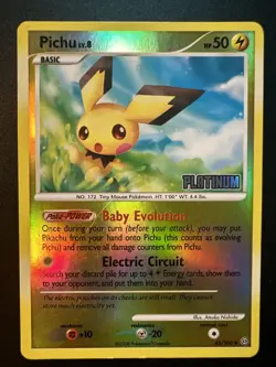 Pokemon Pichu 45/100 Platinum Stamped Reverse Holo 2008 Pokemon Card NM - Image 1