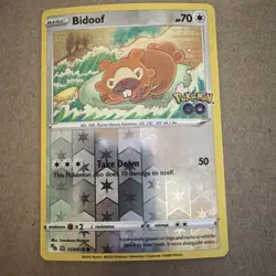 Pokemon Go Bidoof Reverse Holo Card Peelable Ditto, 059/078, TCG - Image 1