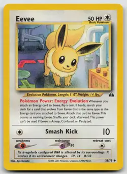 Pokemon Card Eevee Uncommon Neo Discovery 38/75 - Image 1