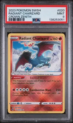 2023 POKEMON SWORD & SHIELD CROWN ZENITH #020 RADIANT CHARIZARD PSA 9 - Image 1