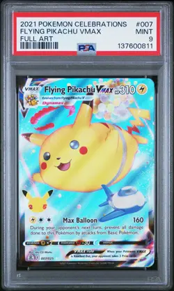 2021 POKEMON CELEBRATIONS #007 FULL ART/FLYING PIKACHU VMAX PSA 9 - Image 1