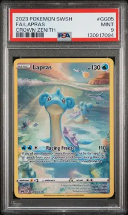 2023 POKEMON SWORD & SHIELD CROWN ZENITH #GG05 FULL ART/LAPRAS PSA 9 - Image 1