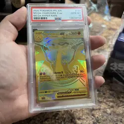 Mega Charizard X ex Gold Hyper Rare 130/094 PSA 10 Pokemon Phantasmal Flames - Image 1