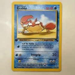 1st Edition Krabby 51/62 Pokemon TCG Base Set Fossil NEAR MINT NM - Image 1