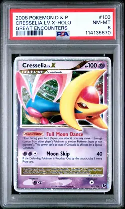 2008 POKEMON GREAT ENCOUNTERS CRESSELIA LV X #103 ULTRA RARE PSA 8 NM #114135870 - Image 1