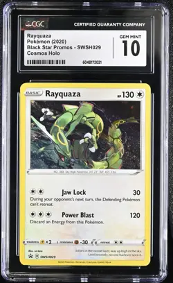 2020 POKEMON BLACK STAR PROMOS COSMOS HOLO #SWSH029 RAYQUAZA CGC 10 GEM MINT - Image 1