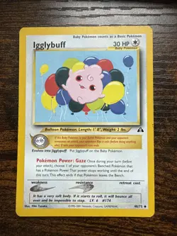 Pokemon TCG Igglybuff Neo Discovery Card 40/75 - Image 1