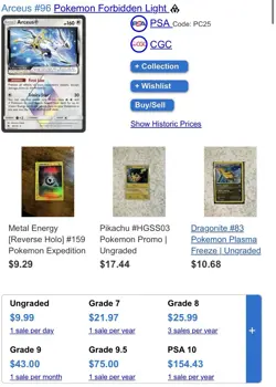 Pokemon Arceus Prism Star Reverse Holo Forbidden Light #96/131 Card - Image 1