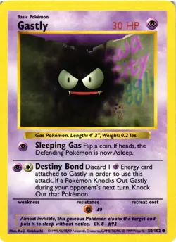 Pokemon TCG Base Set Shadowless Regular Common Gastly 50/102 LP - Image 1