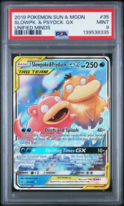 POKEMON SLOWPOKE & PSYDUCK GX Unified Minds 35/236 PSA 9 MINT - Image 1