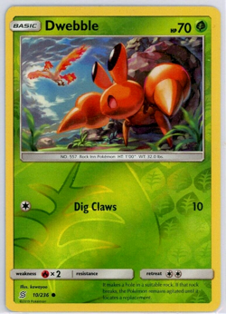 Pokemon TCG Dwebble 10/236 Sun Moon Unified Minds Reverse Holo - Image 1