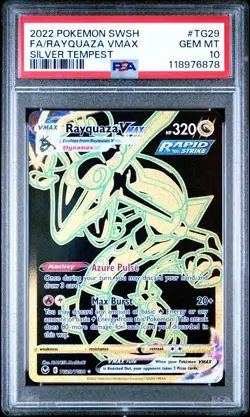 2022 POKEMON SWORD & SHIELD SILVER TEMPEST #TG29 FULL ART/RAYQUAZA VMAX PSA 10 - Image 1