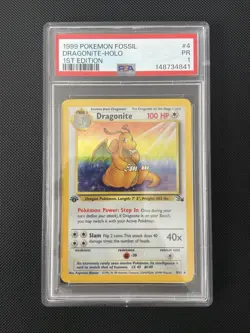 Pokemon TCG Dragonite Holo Rare 1st Edition Fossil Card 4/62 PSA 1 LOW POP - Image 1