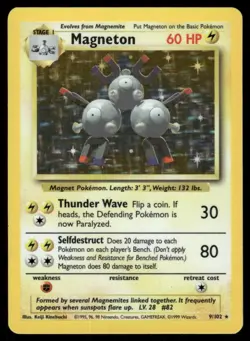 Pokemon Cards Magneton 9/102 Base Set Unlimited Holo Holo Rare - Image 1