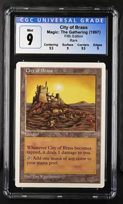 CITY OF BRASS 5th Edition Rare CGC 9 Q++ MTG [Nostalgium] - Image 1