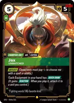 Jax - Unmatched (Alternate Art) [SFD - 054a/221] - NM [Foil] TCG Riftbound - Image 1