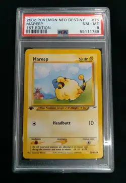 Graded PSA 8 MAREEP #75 2002 Pokemon Neo Destiny 1ST EDITION NM - MT - Image 1