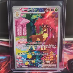 Pokemon Sawsbuck Illustration Rare Holo 166/162 SV05: Temporal Forces 130 HP - Image 1