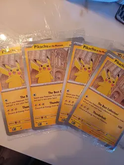 4 x Pikachu At The Museum Jumbo Sealed Promo-Pokemon X Natural HistoryMuseum TCG - Image 2
