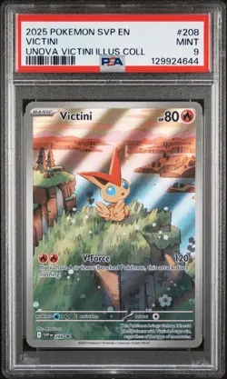 2025 Pokemon Victini #208 Black Star Promo Illustration Rare Unova PSA 9 Mint - Image 1