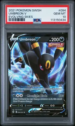 PSA 10 GEM MINT Umbreon V 094/203 Ultra Rare Holo Pokemon SWSH Evolving Skies - Image 1