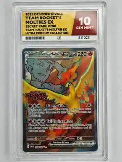 Pokemon 208/182 Destined Rivals Team Rocket's Moltres ex Stamped ACE Graded 10 - Image 1