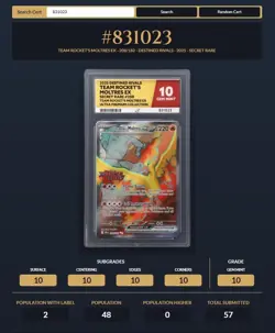 Pokemon 208/182 Destined Rivals Team Rocket's Moltres ex Stamped ACE Graded 10 - Image 4