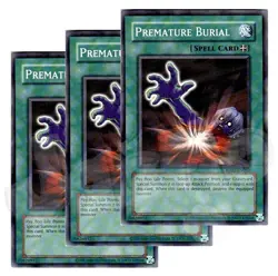 Yugioh - Premature Burial x 3 - NM - Plus Free Holo Card - Image 1