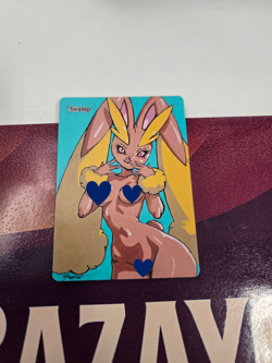 MTG Swamp, Lopunny, Waifu, Alter Hand Painted by BAZAYO 18+ Custom Art Card - Image 1