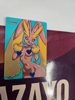 MTG Swamp, Lopunny, Waifu, Alter Hand Painted by BAZAYO 18+ Custom Art Card - Image 3